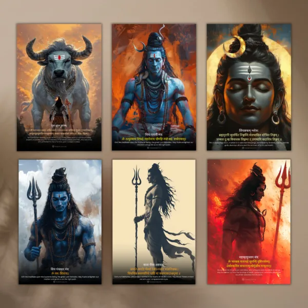 Lord Shiva Poster (Pack of 6) |8K| Premium Glossy