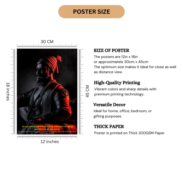 Chhatrapati Shivaji Maharaj Poster – A Tribute to the Great Maratha Warrior |8K| Premium Glossy - Image 3