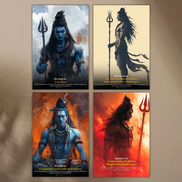 Lord Shiva Poster (Pack of 4) |8K| Premium Glossy